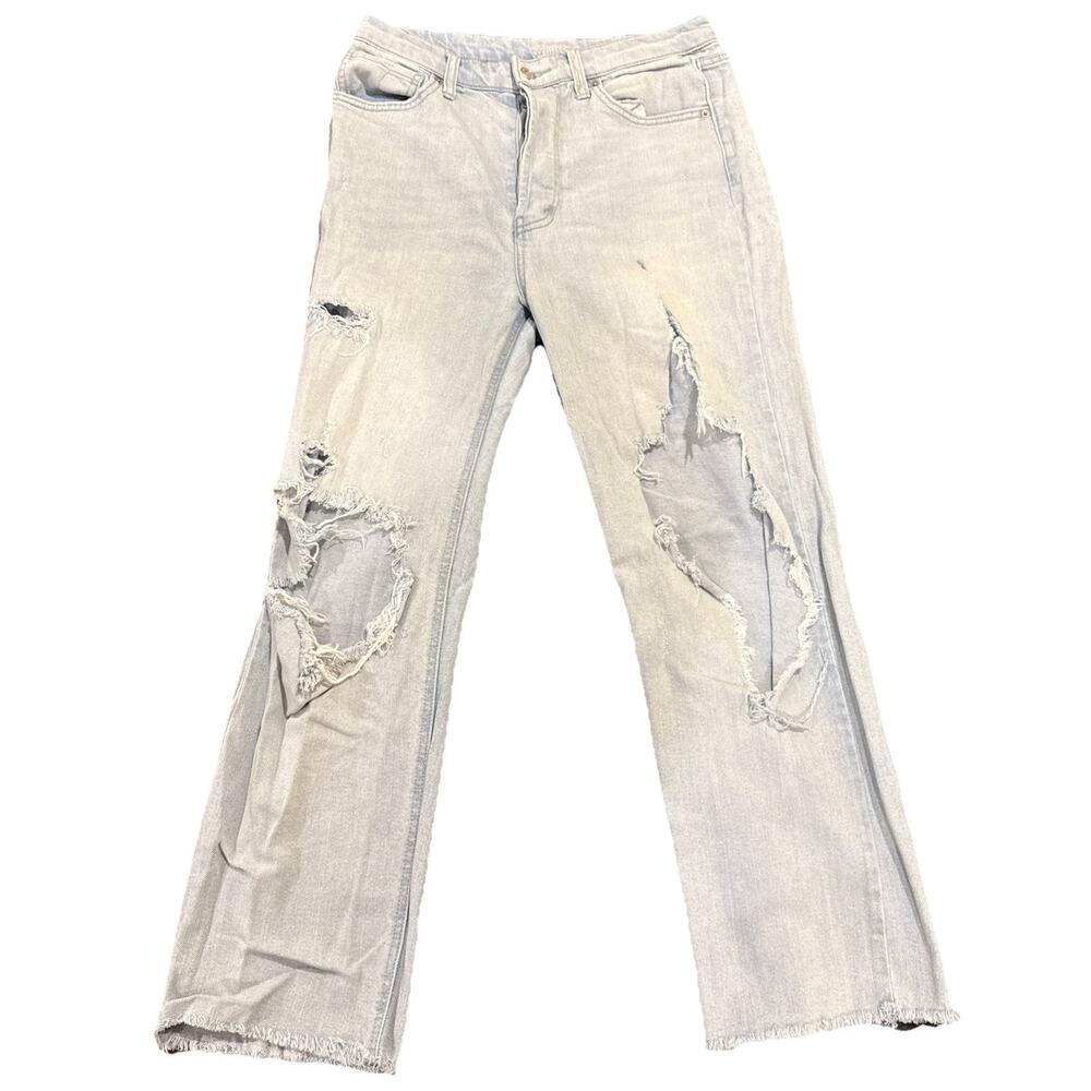 Wild Fable Women's Size 10 Jeans Distressed Light Blue Denim High Rise Straight